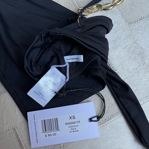WeWoreWhat Black Bandana Top with Gold Shell Straps Size XS (NWT) - Picture 4 of 15